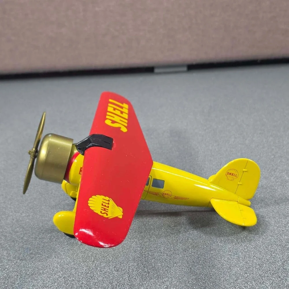 Shell Aviation Fuel Truck & Plane Diecast Set Yellow Red Excellent